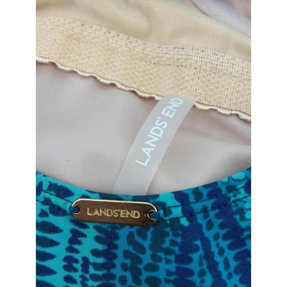Lands End SlenderSuit Carmela One Piece Swimsuit Turquoise Paisley Plus Size 12 - Picture 3 of 8
